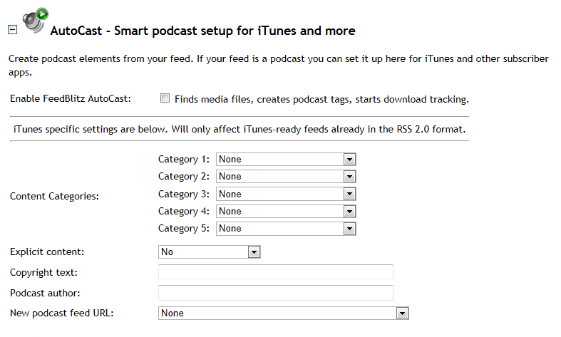 FeedBlitz AutoCast Settings